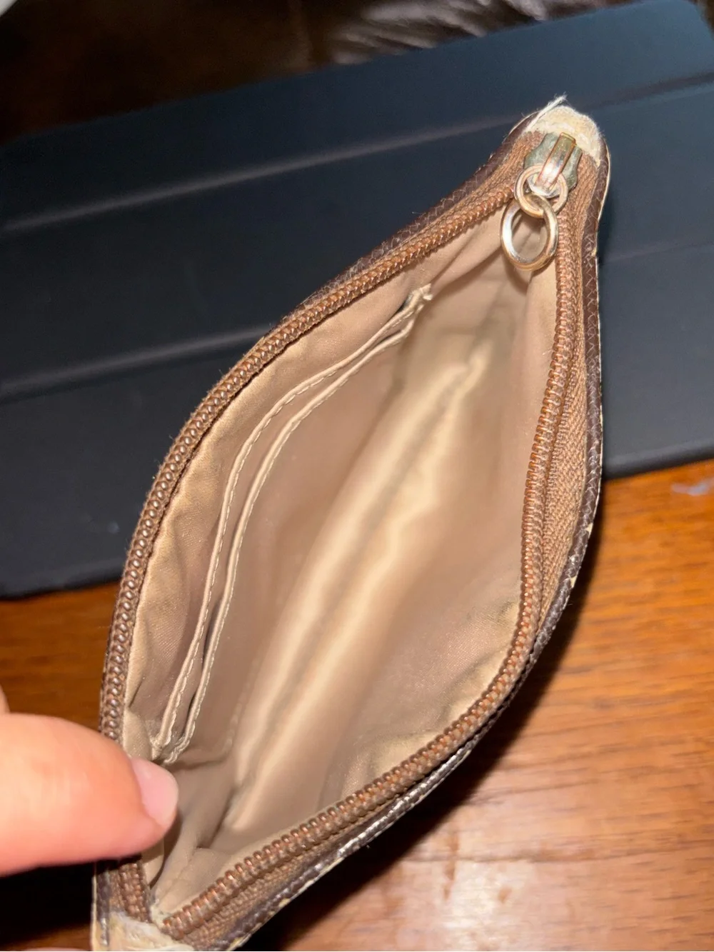 Coach Monogram Logo Brown Wallet Pouch Small